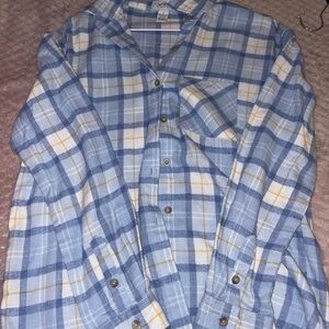 Light Blue and yellow Plaid Flannel Shirt
